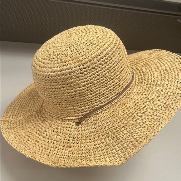 Scala Natural wide brim Straw Hat Brown leather chin strap & Band main image 8